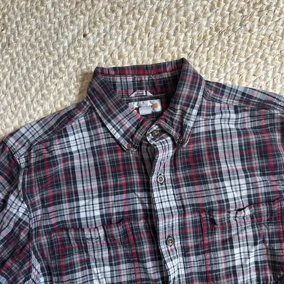 Carhartt men’s relaxed fit L plaid flannel long sleeve button down top shirt - Picture 4 of 7